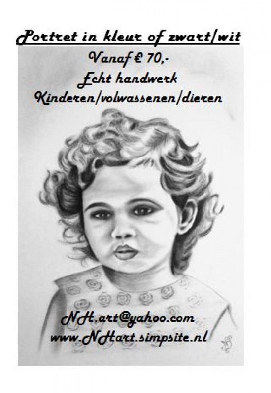 Houtskoolportret in zwart/wit of kleur