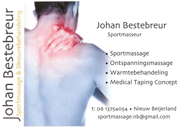 Voor ontspanningsmassage, sportmassage & blessurebehandeling.