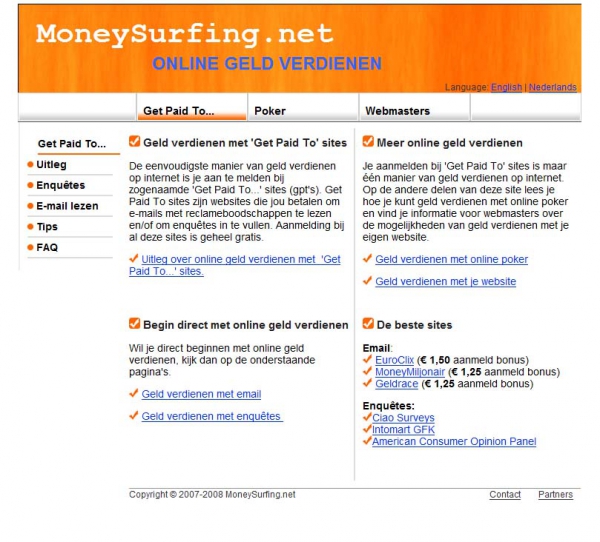 MoneySurfing.net - Online geld verdienen